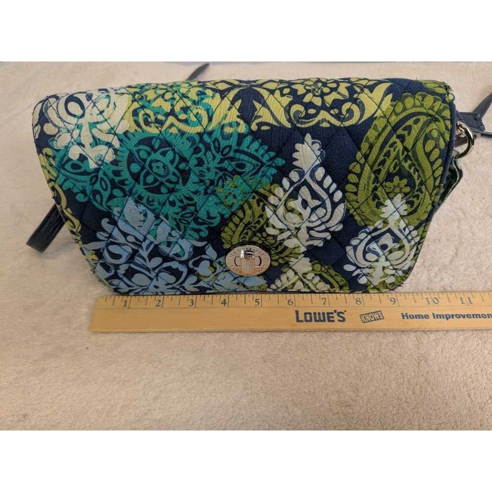 Vera Bradley Quilted Paisley Crossbody Wallet Bag Navy Blue Green Turquoise - Picture 9 of 11